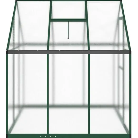 Drivhus med fundamentramme i aluminium - Vejrbestandigt | Størrelse: 169x169x195 cm | Farve: Grøn