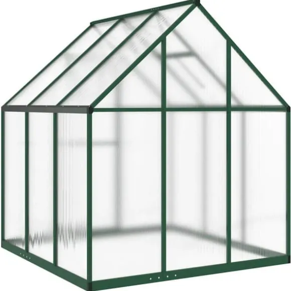 Drivhus med fundamentramme i aluminium - Vejrbestandigt | Størrelse: 169x169x195 cm | Farve: Grøn