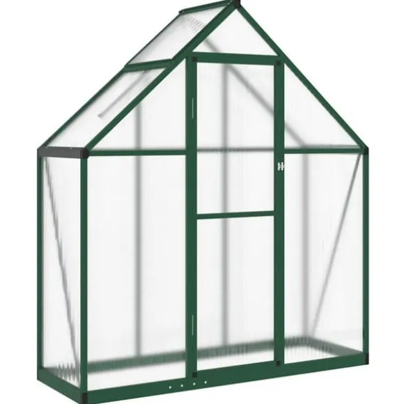 Drivhus med fundamentramme - Aluminium | Størrelse: 169x58x195 cm | Farve: Grøn