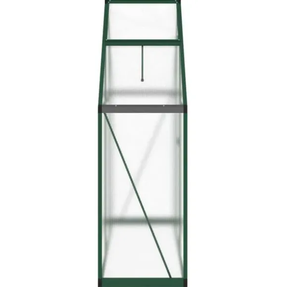 Drivhus med fundamentramme - Aluminium | Størrelse: 169x58x195 cm | Farve: Grøn