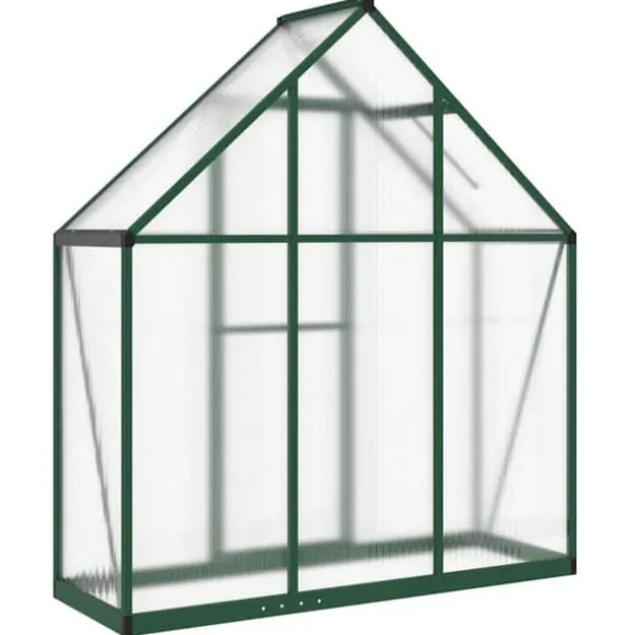 Drivhus med fundamentramme - Aluminium | Størrelse: 169x58x195 cm | Farve: Grøn