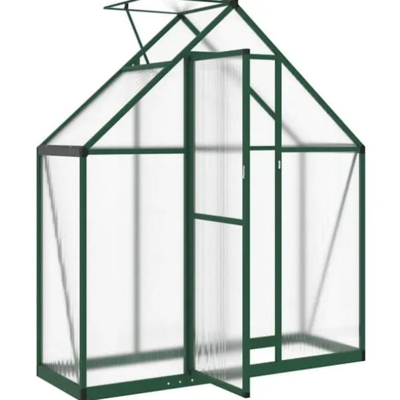 Drivhus med fundamentramme - Aluminium | Størrelse: 169x58x195 cm | Farve: Grøn