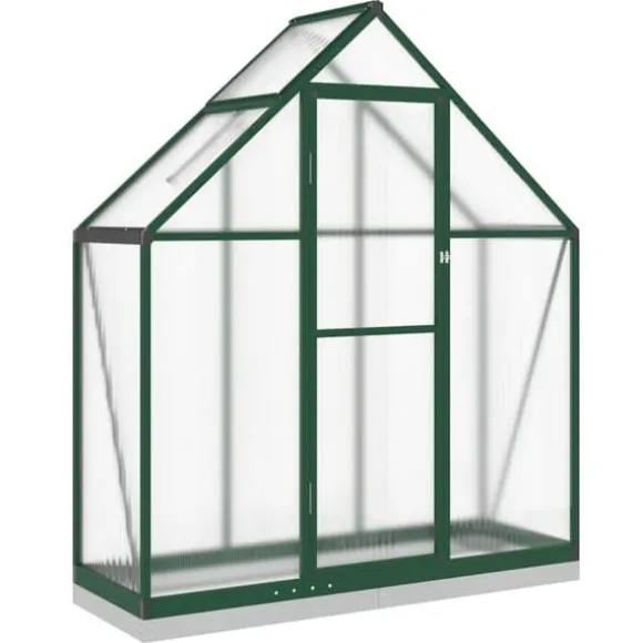 Drivhus med fundamentramme - Vejrbestandig aluminium | Størrelse: 169x58x202 cm | Farve: Grøn