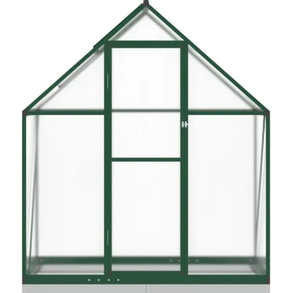 Drivhus med fundamentramme - Vejrbestandig aluminium | Størrelse: 169x58x202 cm | Farve: Grøn