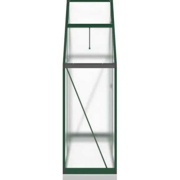Drivhus med fundamentramme - Vejrbestandig aluminium | Størrelse: 169x58x202 cm | Farve: Grøn