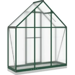 Drivhus med fundamentramme - Vejrbestandig aluminium | Størrelse: 169x58x202 cm | Farve: Grøn