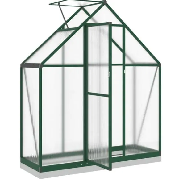 Drivhus med fundamentramme - Vejrbestandig aluminium | Størrelse: 169x58x202 cm | Farve: Grøn
