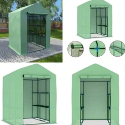 Drivhus med hylder 143x143x195 cm stål - Drivhus - Drivhuse - Home & Living