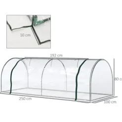 Drivhus 250x100x80 cm, stål/PVC, med dør – drivbænk til planteopdræt