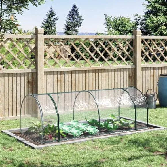 Drivhus 250x100x80 cm, stål/PVC, med dør – drivbænk til planteopdræt