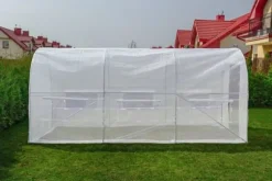Drivhus 3x2x2 meter - hvidt - med 6 myggenet vinduer - 6m2