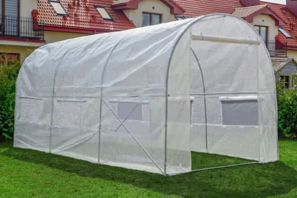 Drivhus 3x2x2 meter - hvidt - med 6 myggenet vinduer - 6m2