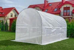 Drivhus 4,5x2x2 meter hvid - med 6 myggenet vinduer - 9m2