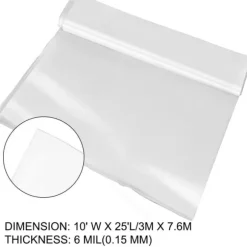 Drivhusfilm 3x7,6 m, 6 Mil polyethylen, UV-bestandig, transparent, stærk og holdbar - perfekt til optimal opvarmning i drivhuset.