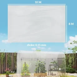 Drivhusfolie 8x10 m, vandtæt med UV-beskyttelse, ekstra tyk, transparent
