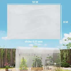Drivhusfolie 8x10 m, vandtæt med UV-beskyttelse, ekstra tyk, transparent