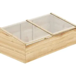 Drivhusplantningssystem, Naturligt Fyrretræ, 100 cm Længde, 50 cm Bredde, 35 cm Højde, Skrå Tag
