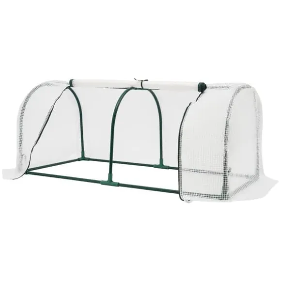 Drivhustunnel - Mini drivhus - 120x60x50 cm - PE-overtræk med lynlås - Jernramme - 2 kg - Beige