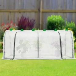 Drivhustunnel - Mini drivhus - 120x60x50 cm - PE-overtræk med lynlås - Jernramme - 2 kg - Beige