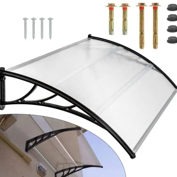 Dørtag/Dørskærm - 150 cm - Polycarbonat - Aluminiumsramme - UV-beskyttelse - Vægmonteret - Lysegrå