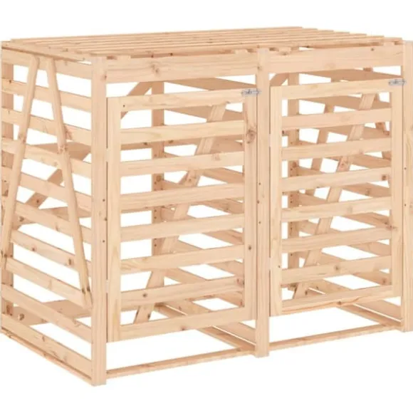 Dubbel sopkärlsskjul i massiv furu - Ventilerad design | Färg: Natur | Storlek: Standard