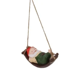 Dværggyngeskulptur ornamenter harpiks og snor dejlig 7,5 tommer harpiks dværggyngeskulptur til terrasse græsplæne veranda grøn