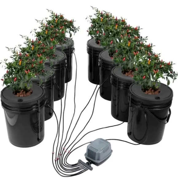 DWC Hydroponics dyrkessystem, Deep Water Culture, 8 spande med luftpumpe, effektiv vandkultur, let at bruge