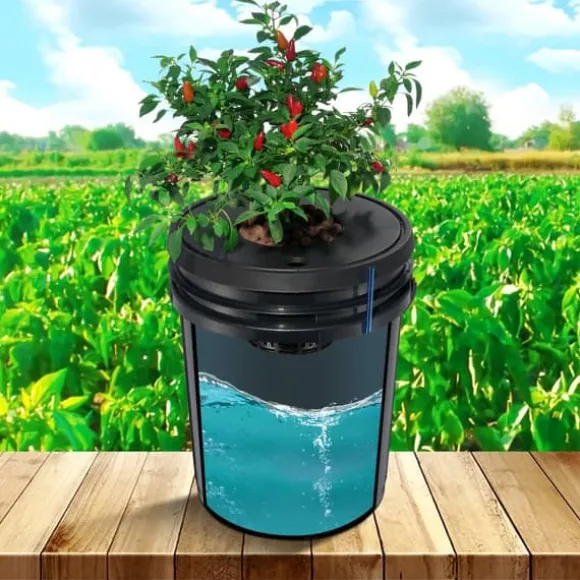 DWC Hydroponics dyrkessystem, Deep Water Culture, 8 spande med luftpumpe, effektiv vandkultur, let at bruge