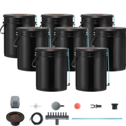 DWC Hydroponics dyrkessystem, Deep Water Culture, 8 spande med luftpumpe, effektiv vandkultur, let at bruge