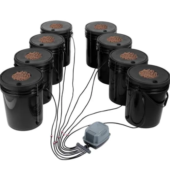 DWC Hydroponics dyrkessystem, Deep Water Culture, 8 spande med luftpumpe, effektiv vandkultur, let at bruge