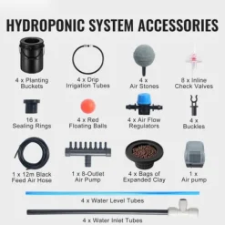 DWC Hydroponics Vækstsystem, Dybvandskultur med Top Drip, 4 Spande, Effektiv Vækst, Hydroponisk Havearbejde