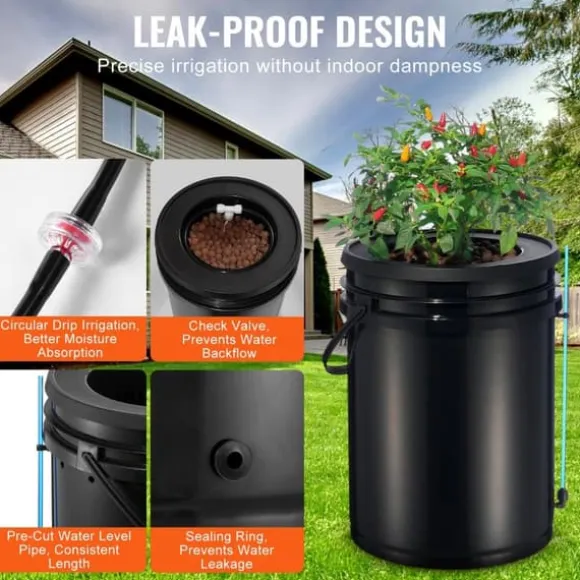 DWC Hydroponics Vækstsysten, Dybvandskultur med Top Drip, 2 Spande, Effektiv Vanding, Robust Design
