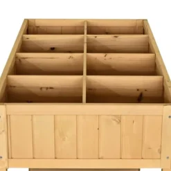 Dyrkningsbord med 8 rum & afløb, hylde, massivt grantræ, 110x46x76 cm