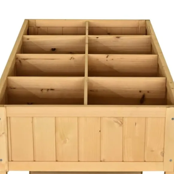 Dyrkningsbord med 8 rum & afløb, hylde, massivt grantræ, 110x46x76 cm