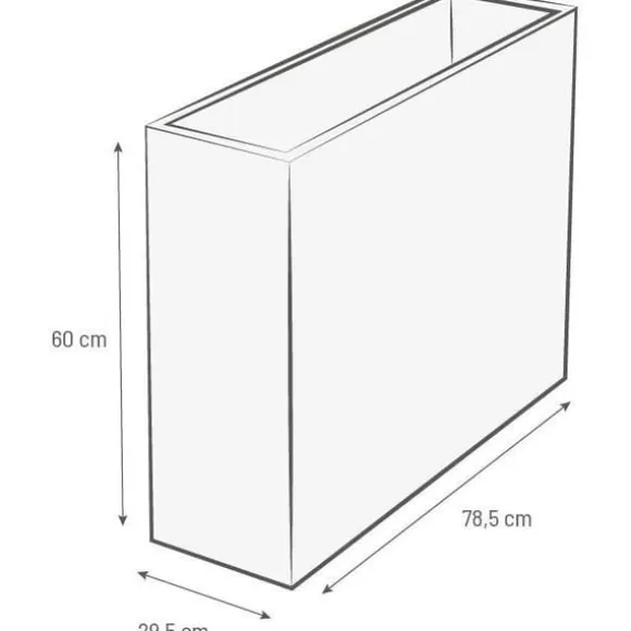 EDA Muret Loft GRAPHIT blomsterkasse - 46 L - 78,5 x 29,5 x 60 cm - Hvidkalket