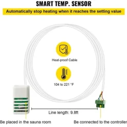 Ekstern saunavarmer controller til 3KW-9KW. Kontroller tid og temperatur fra 40-105°C effektivt.