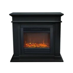Elda ELU-MDB el-komfur - Sort MDF pejsestel - 1400 Watt varme - fjernbetjening