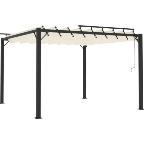 Elegant pavillon 3x3 m med justerbart lameltag | Farve: Creme | Materiale: Aluminium og stof