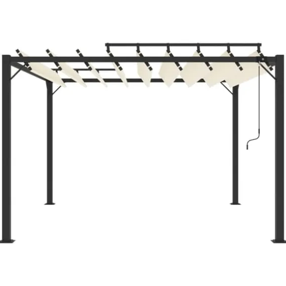 Elegant pavillon 3x3 m med justerbart lameltag | Farve: Creme | Materiale: Aluminium og stof