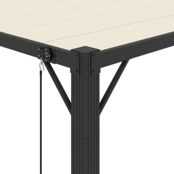 Elegant pavillon 3x3 m med justerbart lameltag | Farve: Creme | Materiale: Aluminium og stof