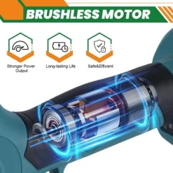 Elektrisk beskærersaks, børsteløs 1200W/30 mm, trådløs, kompatibel med Makita 18V-batterier, 2x batteri, gul/sort