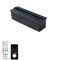 Elektrisk Pejs, 3D Vanddamp Flammer, Indendørs Dekoration,500mm 19.68in, APP Vindbeskytter