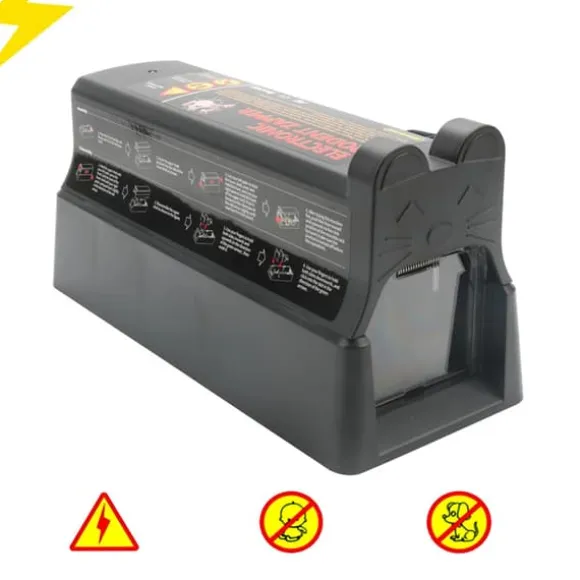 Elektrisk rottefælde - Elektronisk muse- og rottefælde - 220V 60Hz - Elstød 7000V - Adapter 6V/1A - Plast - Sort