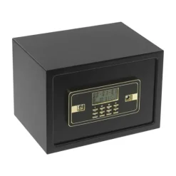 Elektronisk pengeskab - 22 L sikkerhedsboks - Alarm - Dobbeltlås - Vægmontering/fritstående - LED-display - Aftagelig hylde - Sort