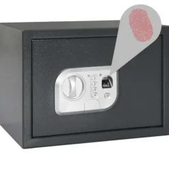 Elektronisk pengeskab med lås - Robust stål | Farve: Mørkegrå | Størrelse: 25x35x25 cm