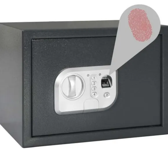 Elektronisk pengeskab med lås - Robust stål | Farve: Mørkegrå | Størrelse: 25x35x25 cm
