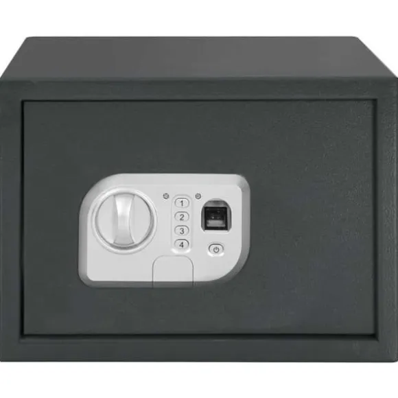Elektronisk pengeskab med lås - Robust stål | Farve: Mørkegrå | Størrelse: 25x35x25 cm