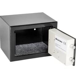Elektronisk pengeskab 17x23x17cm + nøgle + 4 batterier - sort