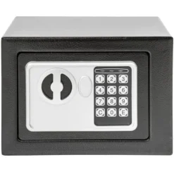 Elektronisk pengeskab 17x23x17cm + nøgle + 4 batterier - sort