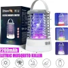 Elfeland 500-1000V Power Grid LED Elektrisk Mosquito Killer Light med UV-lys Myggefælde Udendørs IP65 Vandtæt USB Genopladelig （Grå / sort）